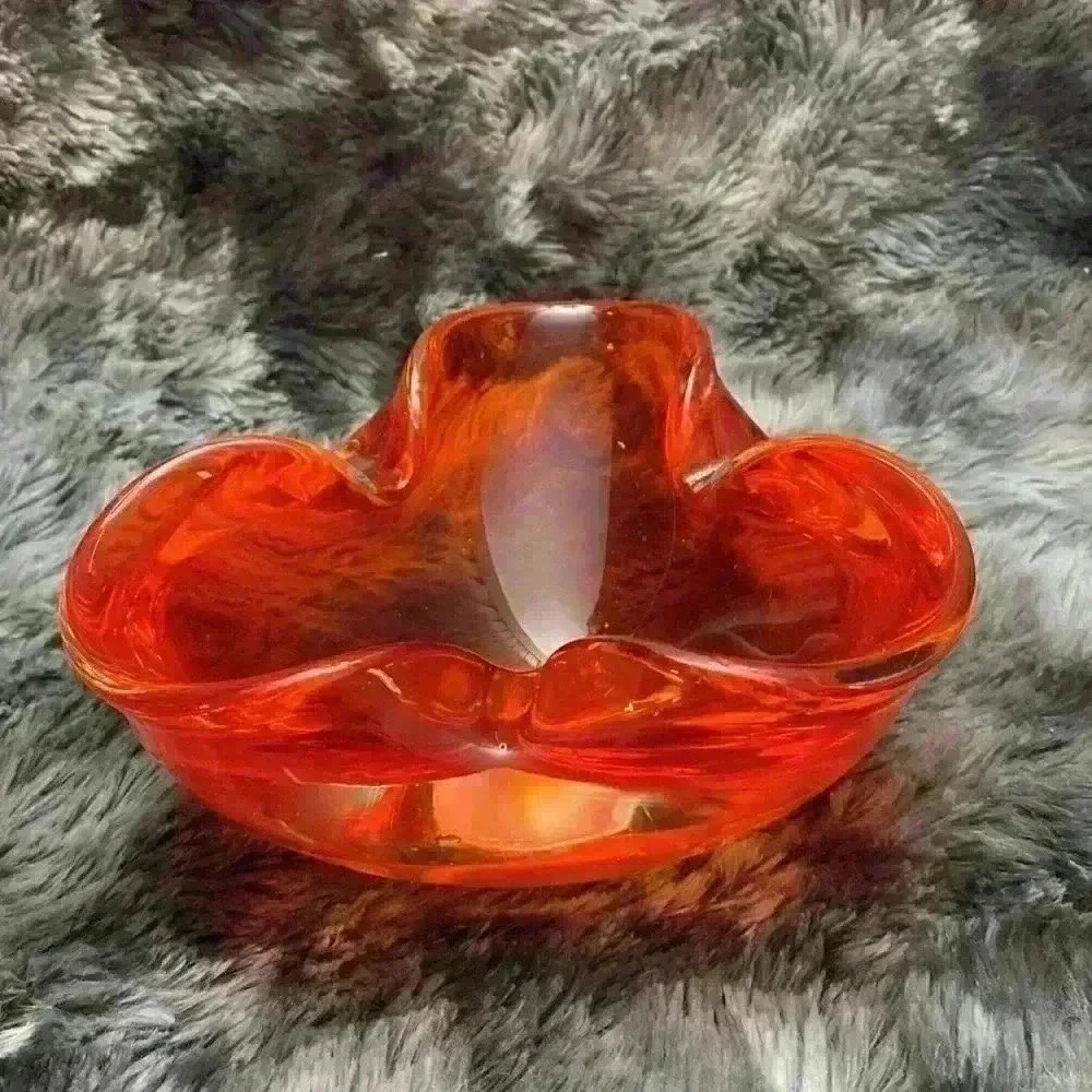 Vintage Orange Art Glass Bowl - Picture 3 of 16